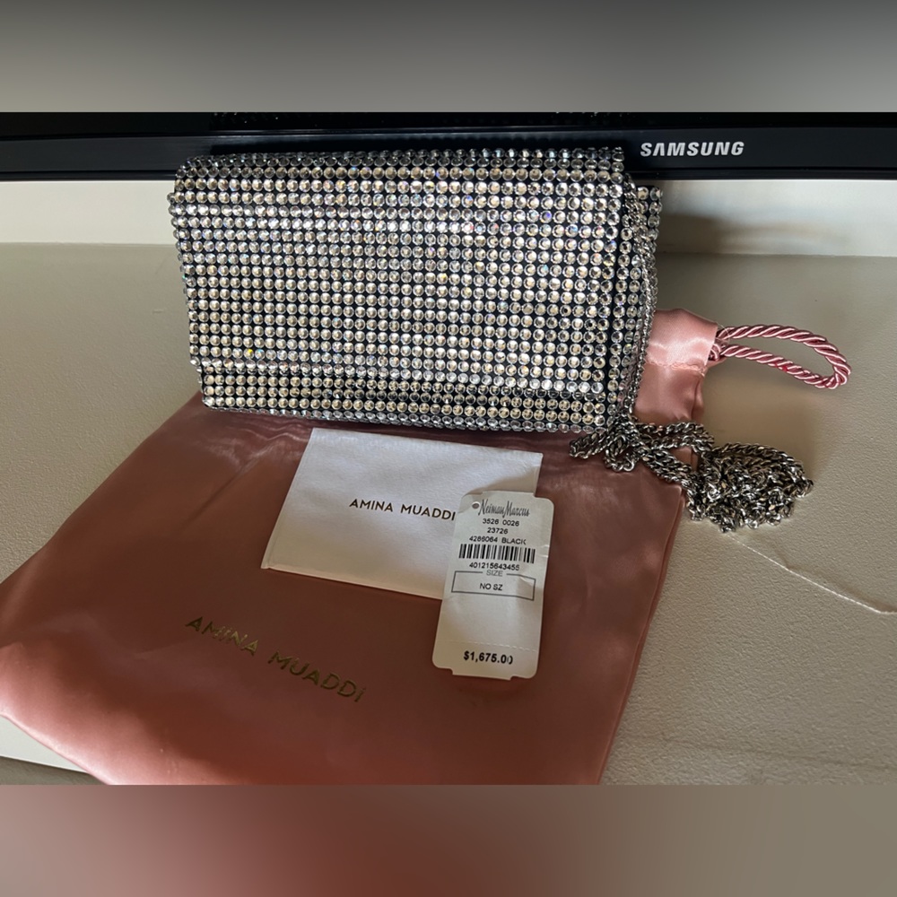 Amina Muaddi Paloma Embellished Chain-Linked Clutch Bag